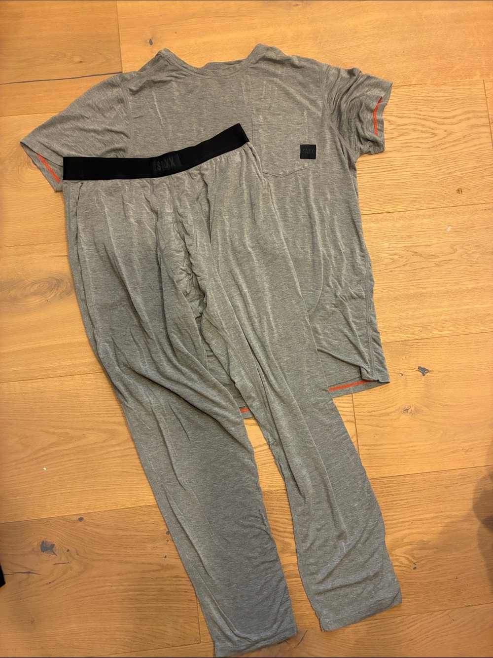 Saxx Sleep Walker Pajama Set - Gray with Orange Trim